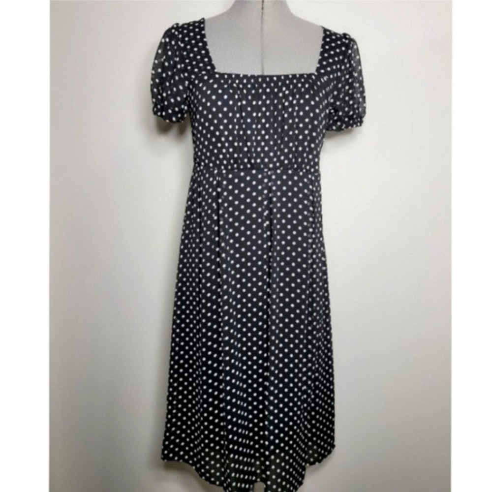 Merona Women's  Black & White Short-Sleeve Polka-dot High Waist Dress Size Med.